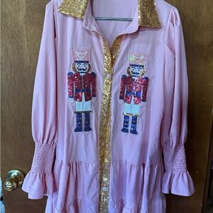 Pink Dress with Nutcracker Sequin Design